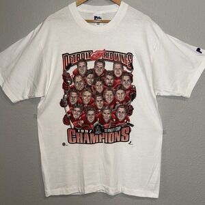1997 Detroit Red Wings‎ Stanley Cup Champions L Pro Player Shirt Caricature VTG